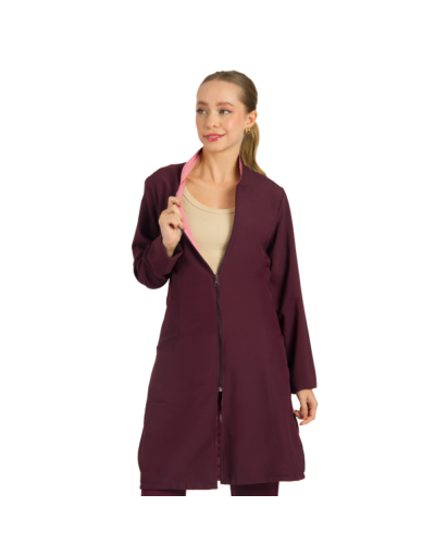Jaleco Feminino Dupla Face Marsala e Rosa