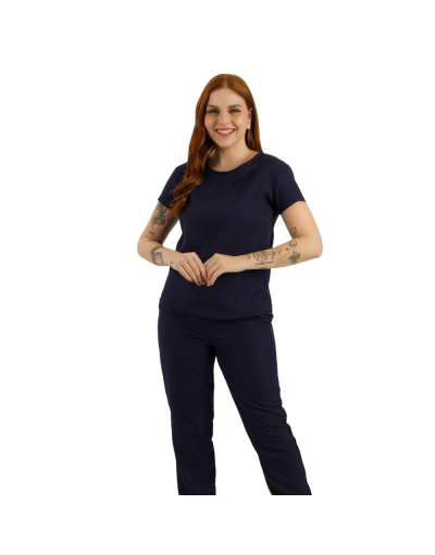 Pijama Cirurgico Feminino Versatile Azul Marinho