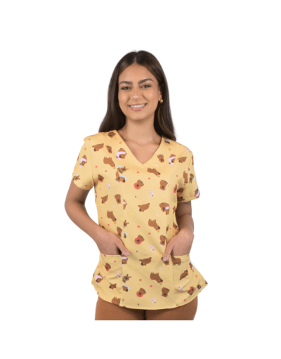 Blusa Scrub Feminina Estampada Capivara