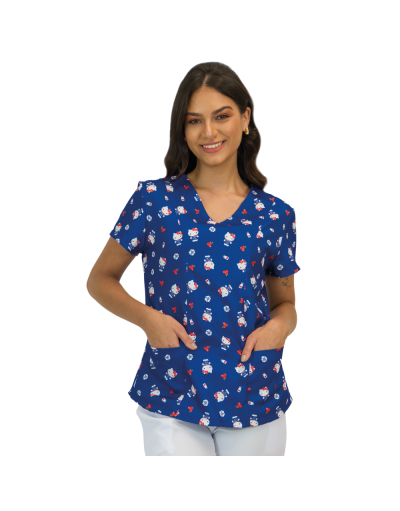 Blusa Scrub Feminina Hello Kitty Blue