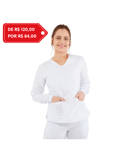 Blusa Scrub Feminina Unik M. Longa Branco