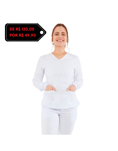 Blusa Scrub Feminina Unik M. Longa Branco