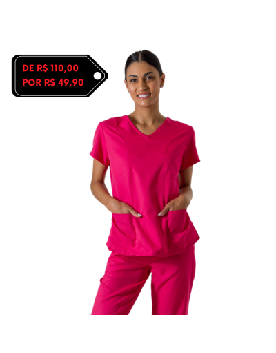 Blusa Scrub Feminina Unik Manga Curta Pink