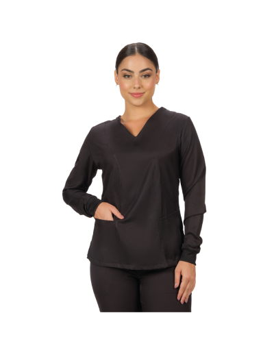 Blusa Scrub Feminina Unik Manga Longa Preto