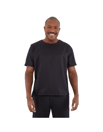 Blusa Scrub Masculina Unik Manga Curta Preto