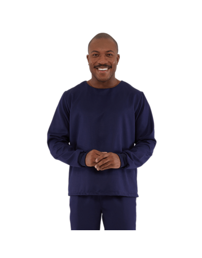 Blusa Scrub Masculina Unik Manga Longa Azul Marinho