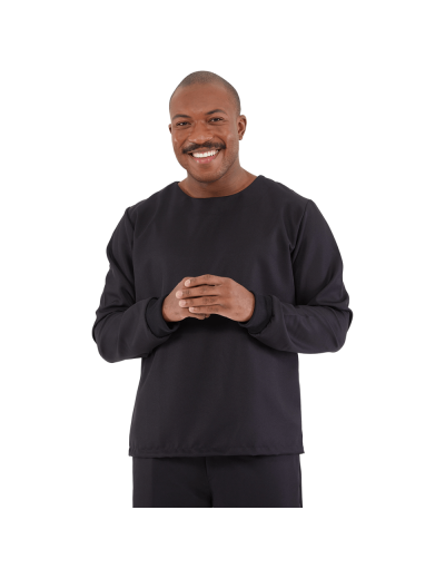 Blusa Scrub Masculina Unik Manga Longa Preto