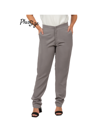 Calça Feminina Plus Size Social Botocenter Cinza