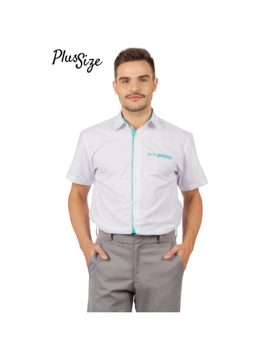 Camisa Masculina Plus Size Social Manga Curta Botocenter Branca
