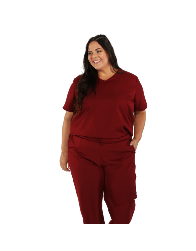 Pijama Cirúrgico Feminino Plus Size Students Bordô