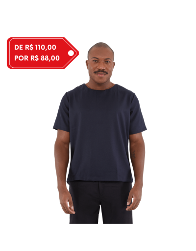 Blusa Scrub Masculina Unik Manga Curta Azul Marinho