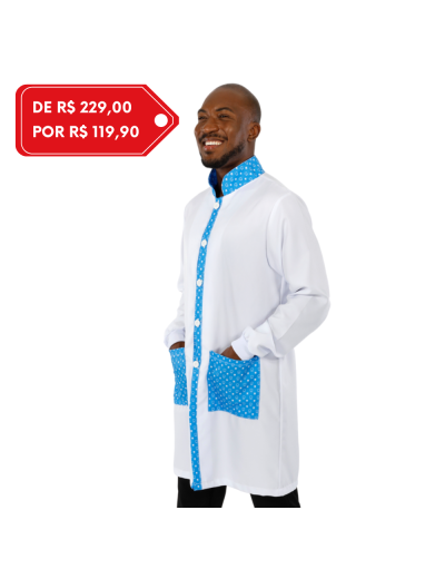 Jaleco Masculino Teeth Azul e Branco