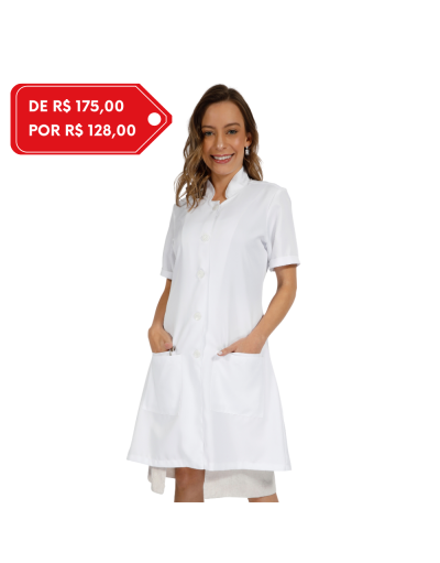 Jaleco Feminino Classic Manga Curta Branco