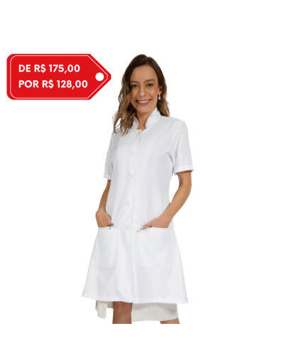 Jaleco Feminino Classic Manga Curta Branco
