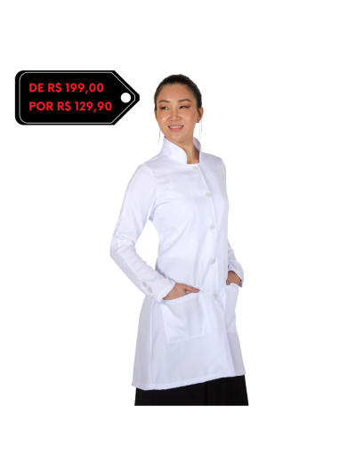 Jaleco Feminino Classic Manga Longa Branco