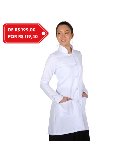 Jaleco Feminino Classic Manga Longa Branco