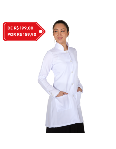 Jaleco Feminino Classic Manga Longa Branco