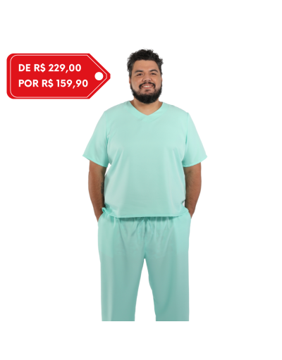 Pijama C. Masculino Plus Size Students Verde Água