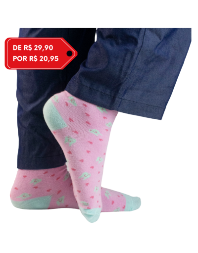 Meia Love Teeth Rosa - Do 36 ao 43