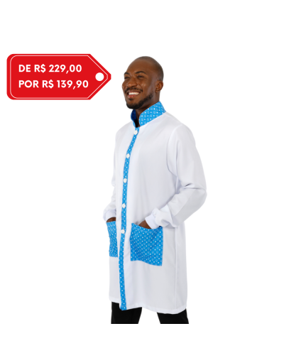 Jaleco Masculino Teeth Azul e Branco