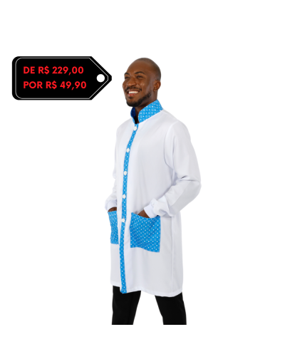 Jaleco Masculino Teeth Azul e Branco