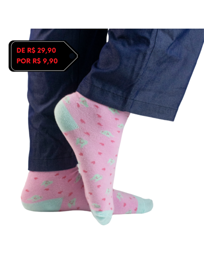 Meia Love Teeth Rosa - Do 36 ao 43