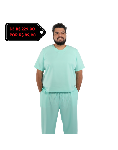 Pijama C. Masculino Plus Size Students Verde Água