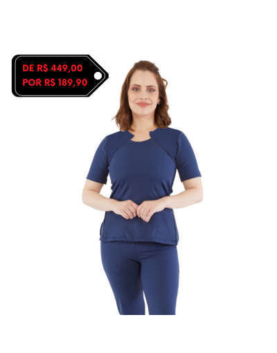 Pijama Cirúrgico Feminino PowerFlex Azul Marinho