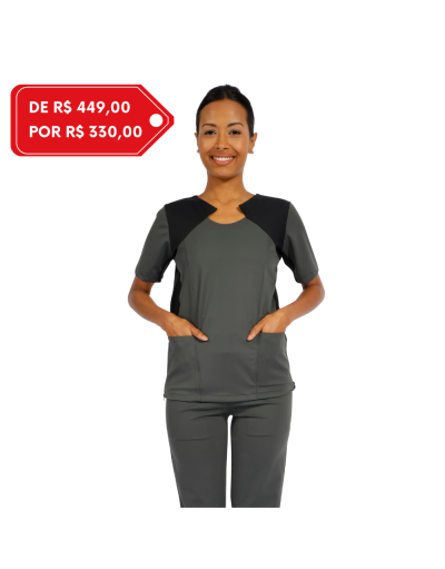 Pijama Cirúrgico Feminino PowerFlex Cinza